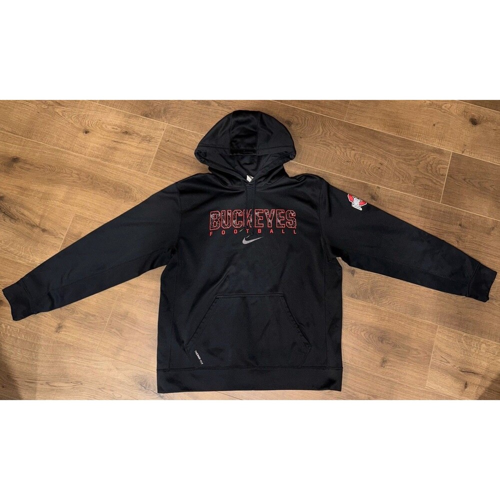 Nike Ohio State Buckeyes Football Therma-Fit Hoodie – Men’s Large Black Pullover